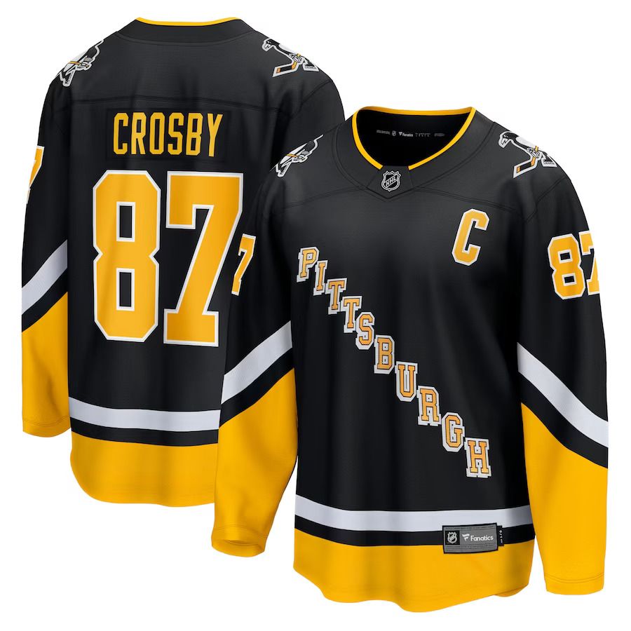 Men Pittsburgh Penguins #87 Sidney Crosby Fanatics Branded Black Alternate Premier Breakaway Player NHL Jersey